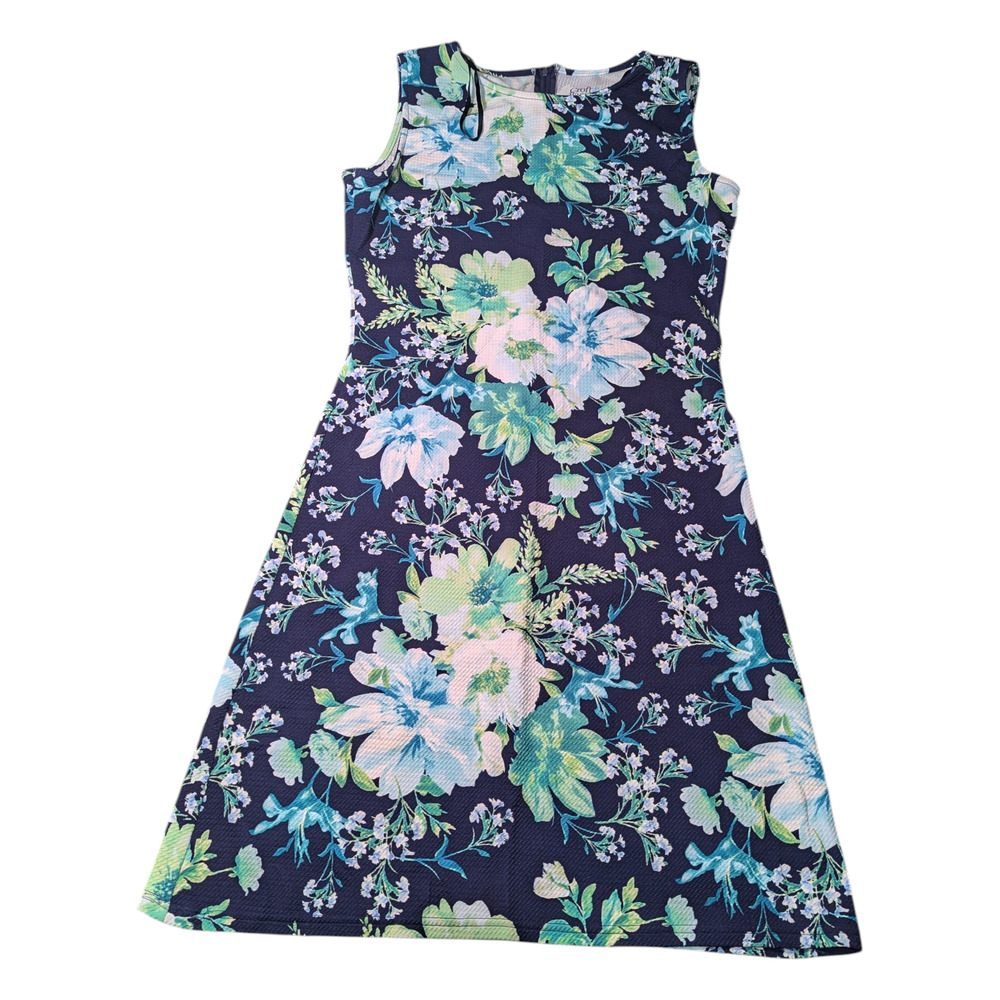 Croft & Barrow Floral Sleeveless Dress Size S Navy Blue Green